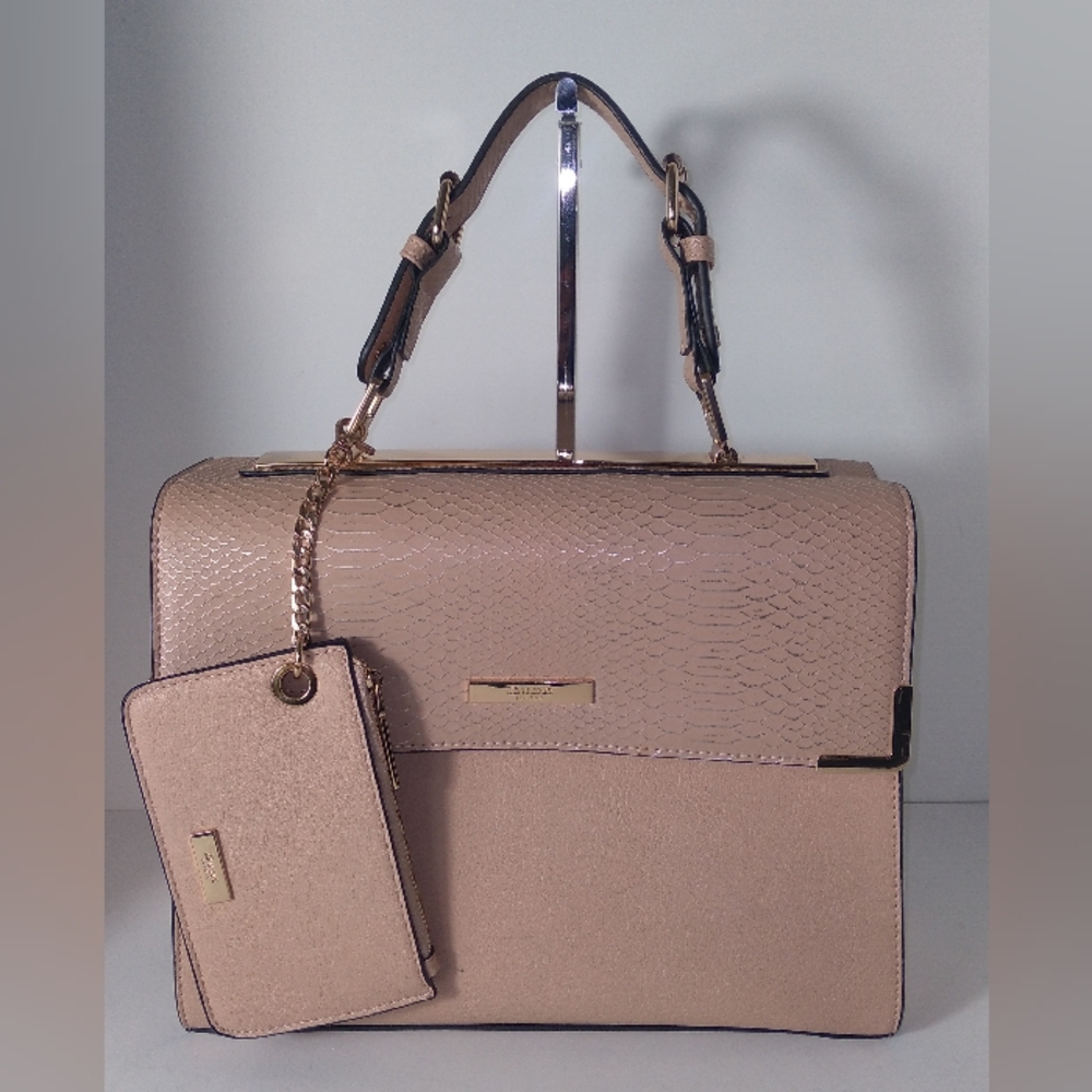Dune London Pink/Rose Gold Faux Snakeskin Print Hand-Held Bag
